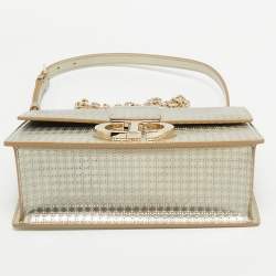 Dior Pale Gold Micro Cannage Patent Leather 30 Montaigne Flap Chain Bag