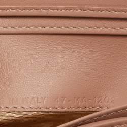 Pre Owned Dior Beige Cannage Leather Caro Zip Compact Wallet