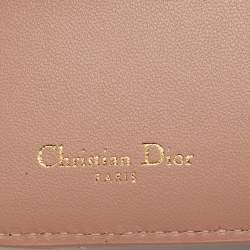 Pre Owned Dior Beige Cannage Leather Caro Zip Compact Wallet