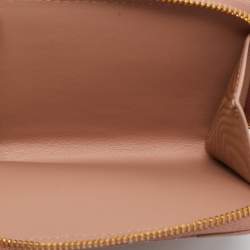 Pre Owned Dior Beige Cannage Leather Caro Zip Compact Wallet
