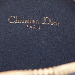 Dior Navy Blue/White Leather Vibe Round Coin Purse