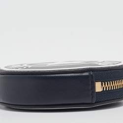 Dior Navy Blue/White Leather Vibe Round Coin Purse