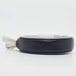 Dior Navy Blue/White Leather Vibe Round Coin Purse