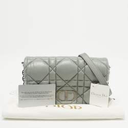 Dior Stone Grey Macrocannage Leather Mini Caro Bag