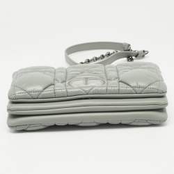 Dior Stone Grey Macrocannage Leather Mini Caro Bag