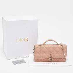 Dior Rose des Vents Cannage Leather Mini My Dior Top Handle Bag