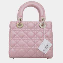 Christian Dior Melocoton Pink Pearlescent Cannage Lambksin Small Lady Dior Bag