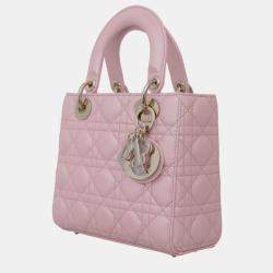 Christian Dior Melocoton Pink Pearlescent Cannage Lambksin Small Lady Dior Bag