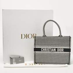 Dior Black/White Canvas Medium Houndstooth Book Tote 