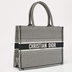 Dior Black/White Canvas Medium Houndstooth Book Tote 