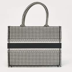 Dior Black/White Canvas Medium Houndstooth Book Tote 