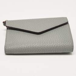 Pre Owned Dior Grey Leather Diorissimo Envelope Compact Wallet
