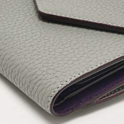 Pre Owned Dior Grey Leather Diorissimo Envelope Compact Wallet