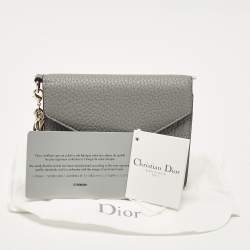Pre Owned Dior Grey Leather Diorissimo Envelope Compact Wallet