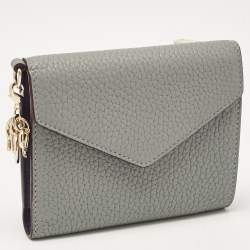 Pre Owned Dior Grey Leather Diorissimo Envelope Compact Wallet