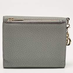 Pre Owned Dior Grey Leather Diorissimo Envelope Compact Wallet