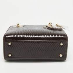 Pre Owned Dior Burgundy Python Mini Lady Dior Tote