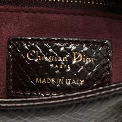 Pre Owned Dior Burgundy Python Mini Lady Dior Tote