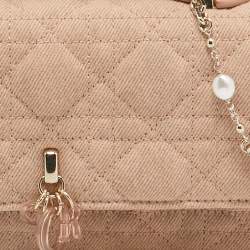 Dior Beige Cannage Fabric Mini My Dior Top Handle Bag