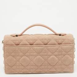 Dior Beige Cannage Fabric Mini My Dior Top Handle Bag