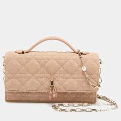 Dior Beige Cannage Fabric Mini My Dior Top Handle Bag