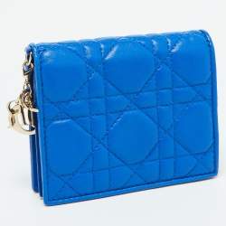 Pre Owned Dior Blue Cannage Quilted Leather Lady Dior Bifold Wallet