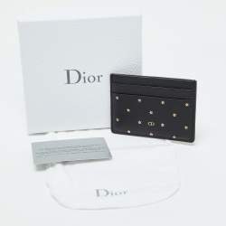Pre Owned Dior Black Leather Star Card Holder