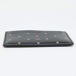 Pre Owned Dior Black Leather Star Card Holder
