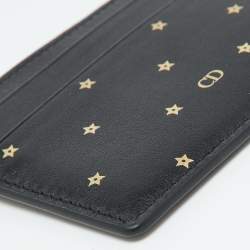 Pre Owned Dior Black Leather Star Card Holder