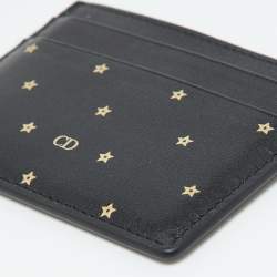 Pre Owned Dior Black Leather Star Card Holder