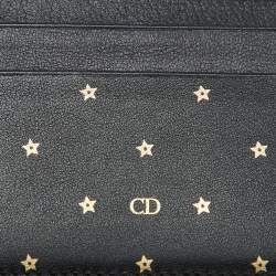Pre Owned Dior Black Leather Star Card Holder