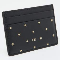 Pre Owned Dior Black Leather Star Card Holder