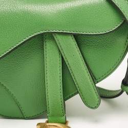 Pre Owned Dior Green Leather Micro Saddle Bag