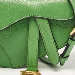 Pre Owned Dior Green Leather Micro Saddle Bag