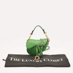 Pre Owned Dior Green Leather Micro Saddle Bag