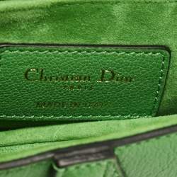 Pre Owned Dior Green Leather Micro Saddle Bag