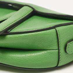 Pre Owned Dior Green Leather Micro Saddle Bag