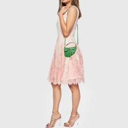 Pre Owned Dior Green Leather Micro Saddle Bag