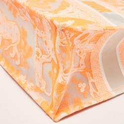 Dior Neon Orange Toile De Jouy Embroidered Mesh Medium Book Tote
