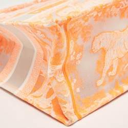 Dior Neon Orange Toile De Jouy Embroidered Mesh Medium Book Tote