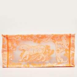 Dior Neon Orange Toile De Jouy Embroidered Mesh Medium Book Tote