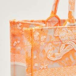 Dior Neon Orange Toile De Jouy Embroidered Mesh Medium Book Tote