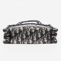 Pre Owned Dior Navy Blue Oblique Canvas Mini Book Tote