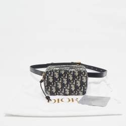 Pre Owned Dior Blue Oblique Canvas Belt Pouch Bag