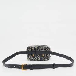 Pre Owned Dior Blue Oblique Canvas Belt Pouch Bag