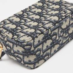 Pre Owned Dior Blue Oblique Canvas Belt Pouch Bag