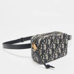 Pre Owned Dior Blue Oblique Canvas Belt Pouch Bag