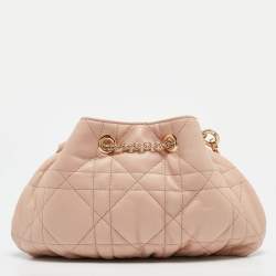 Pre Owned Dior Pink Supple Macrocannage Leather Small Ammi Shoulder Bag