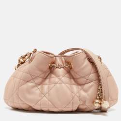 Pre Owned Dior Pink Supple Macrocannage Leather Small Ammi Shoulder Bag