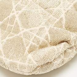 Dior Dusty Ivory Cannage Beaded Fabric Dream Bucket Bag